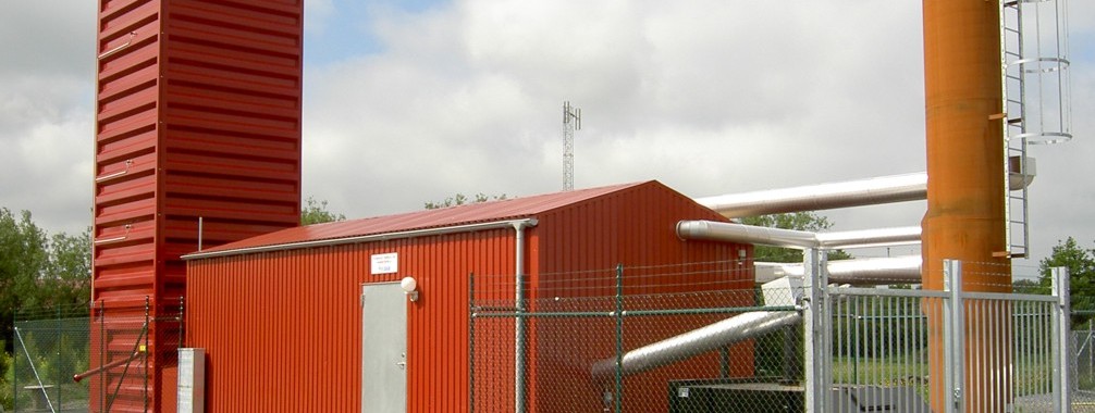 Kungälv Energi AB, Kode. Pelletspanna i container komplett med pelletssilo samt skorsten. 500 kW, pellets