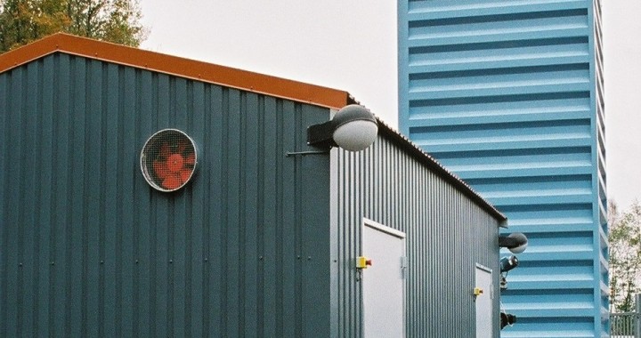 Kungälv Energi AB, Stålkullen. Pelletspanna från Hollensen monterad i container. Pellets 500 kW